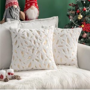 Miulee | Faux Fur Pillow Cases with Gold Leaf Detail